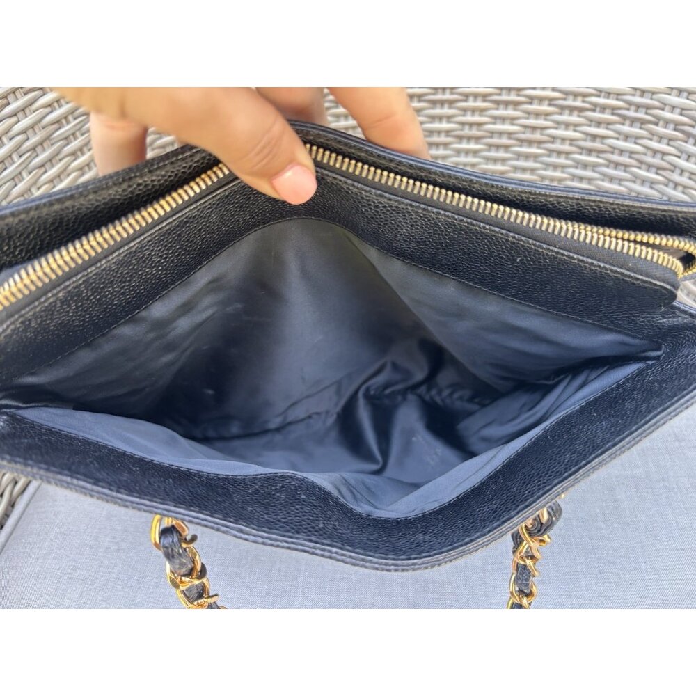 Authentic Chanel black caviar leather embroidered mini tote - Picture 10 of 16